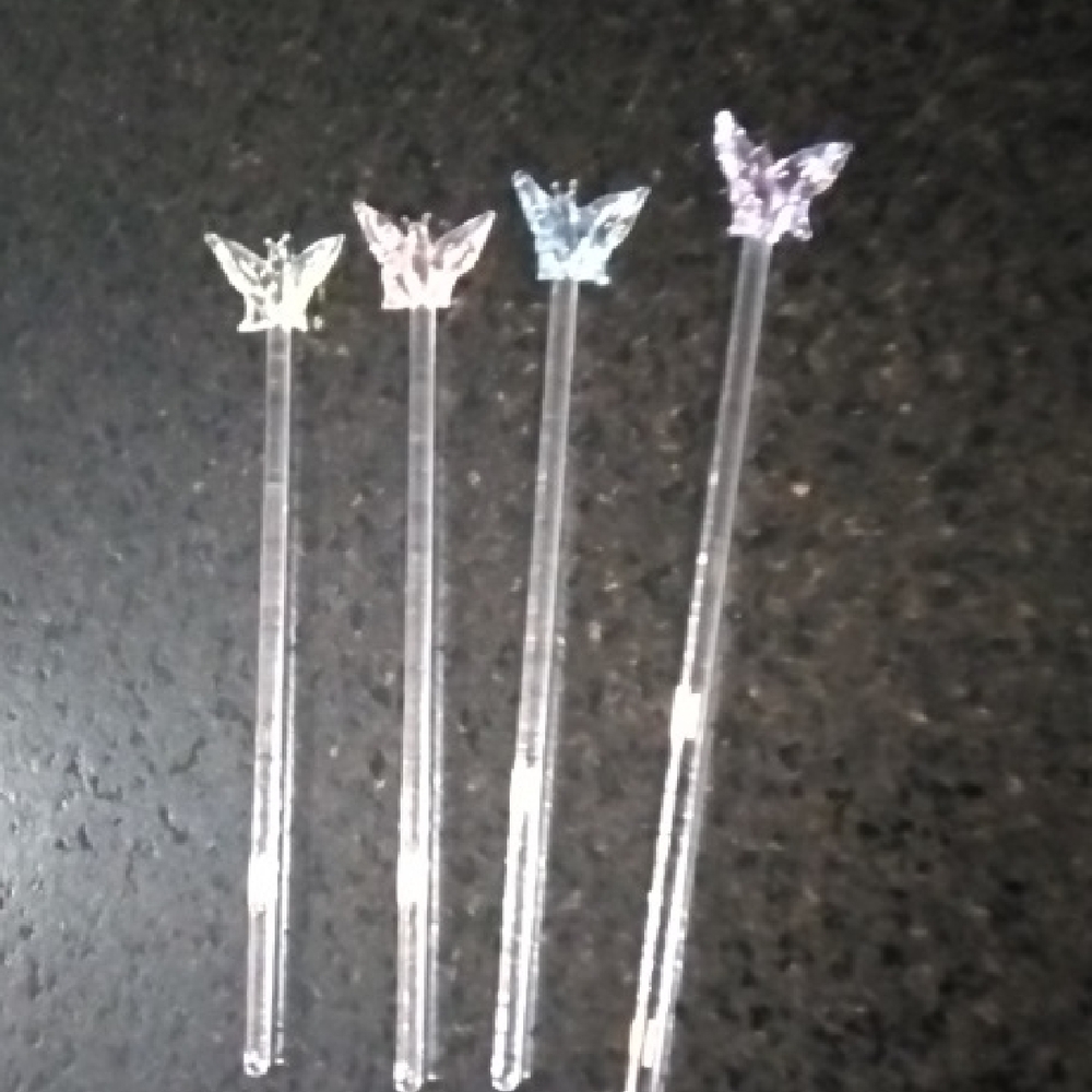 Butterfly Hand Blown Drink Stirrers Set